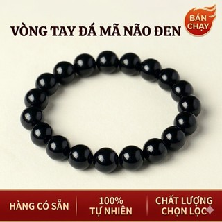 Đá Mã Não Đen Tự Nhiên Vòng Tay Đá Phong Thủy Cao Cấp Chuỗi Hạt Đeo Tay Mệnh Thủy Mệnh Mộc Thu Hút Tài Lộc May Mắn NamNữ