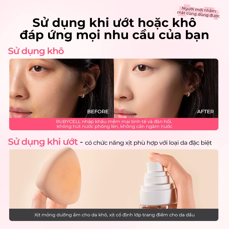 BLJ Bộ bông mút trang điểm A++ Mềm Mại Đàn Hồi Cao Tặng Kèm Hộp Đựng