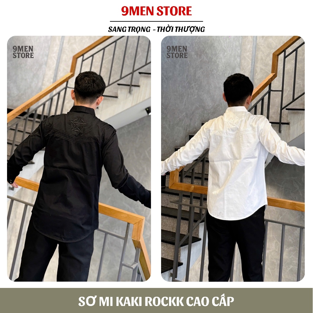 Sơ Mi Rock Classic Nam Cao Cấp Thêu Họa Tiết Chỉ Ẩn - Vải Kaki Tôn Dáng, Cúc Kim Loại Đẳng Cấp 059