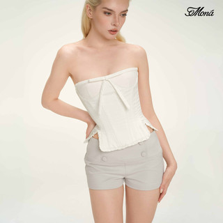 Áo Corset MONÁ Áo Corset cúp ngực phối nơ trắng - SNOW