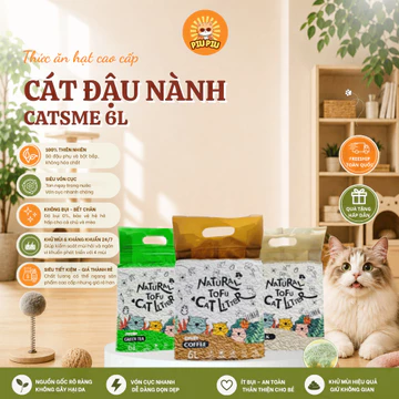 Cát Đậu Nành Cho Mèo, Cát Catsme, Cát Đậu Nành Tofu, Cát Vệ Sinh Cho Mèo Phân Hủy Sinh Học Túi 6L (2,4kg) - PiuPiuPet