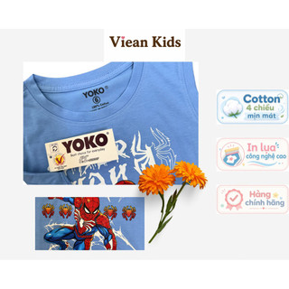 Bộ Quần Áo Thun Cotton 4 Chiều Cao Cấp Sát Nách In spider man Cho Bé Trai từ 13 - 27Kg - hãng YOKO