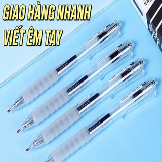 Bút bi gel trong suốt, nút bấm, giá cả phải chăng, ngòi 0.5mm, tay cầm mềm mại giúp tránh mỏi tay, viết trơn tru, phù hợ