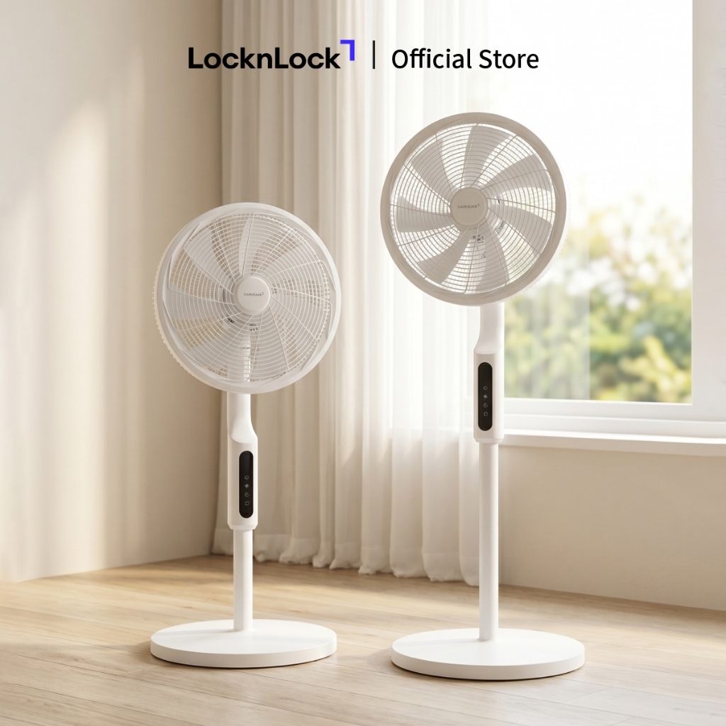 Quạt Cây Đứng LocknLock ENF166WHT Màu Trắng - 7 Cánh Đảo Gió Thông Minh, Điều Khiển Từ Xa - K-MALL
