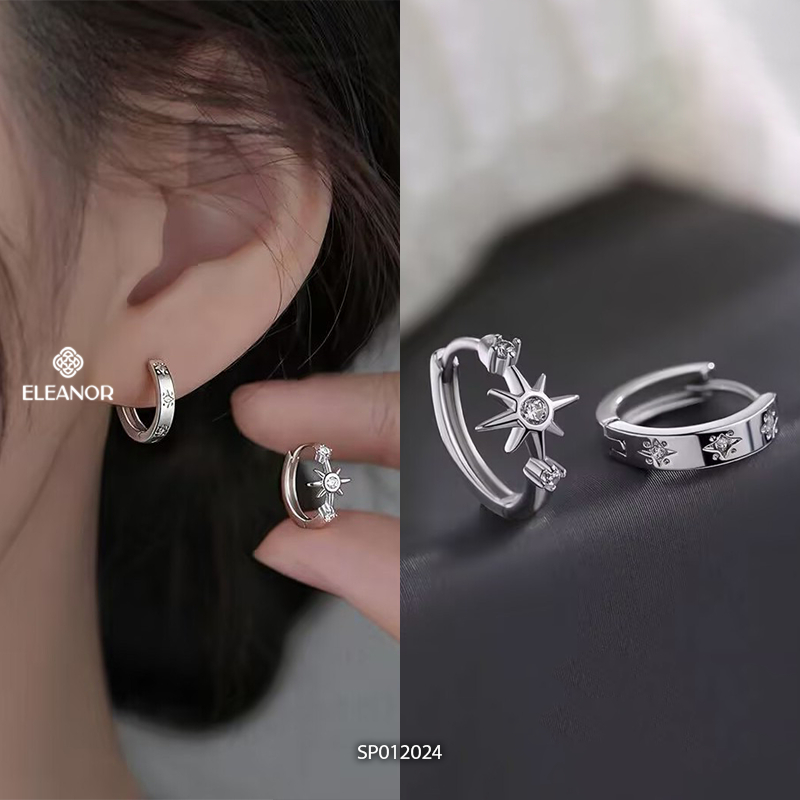 Bông tai nữ chuôi bạc 925 Eleanor Accessories bất đối xứng phụ kiện trang sức khuyên tai 12024