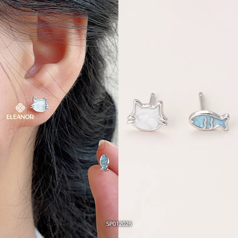 Bông tai nữ chuôi bạc 925 Eleanor Accessories bất đối xứng phụ kiện trang sức khuyên tai 12024
