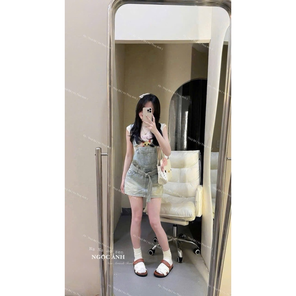 Yếm jean hot hit về bù sẵn hàng 2 màu,mix áo thỏ siu xinh