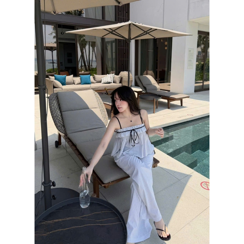 SET KẺ NƠ ÁO 2 DÂY PHỐI QUẦN DÀI ỐNG RỘNG CÁ TÍNH PHONG CÁCH HÀN QUỐC | HOT TREND 2026 BY CHAMIE STORE