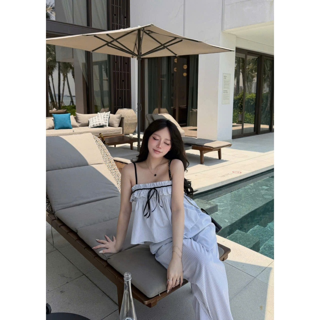 SET KẺ NƠ ÁO 2 DÂY PHỐI QUẦN DÀI ỐNG RỘNG CÁ TÍNH PHONG CÁCH HÀN QUỐC | HOT TREND 2026 BY CHAMIE STORE
