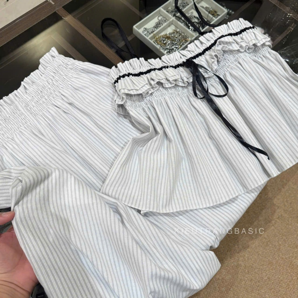 SET KẺ NƠ ÁO 2 DÂY PHỐI QUẦN DÀI ỐNG RỘNG CÁ TÍNH PHONG CÁCH HÀN QUỐC | HOT TREND 2026 BY CHAMIE STORE