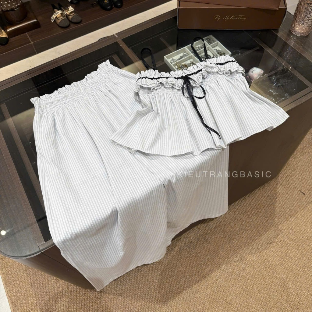SET KẺ NƠ ÁO 2 DÂY PHỐI QUẦN DÀI ỐNG RỘNG CÁ TÍNH PHONG CÁCH HÀN QUỐC | HOT TREND 2026 BY CHAMIE STORE
