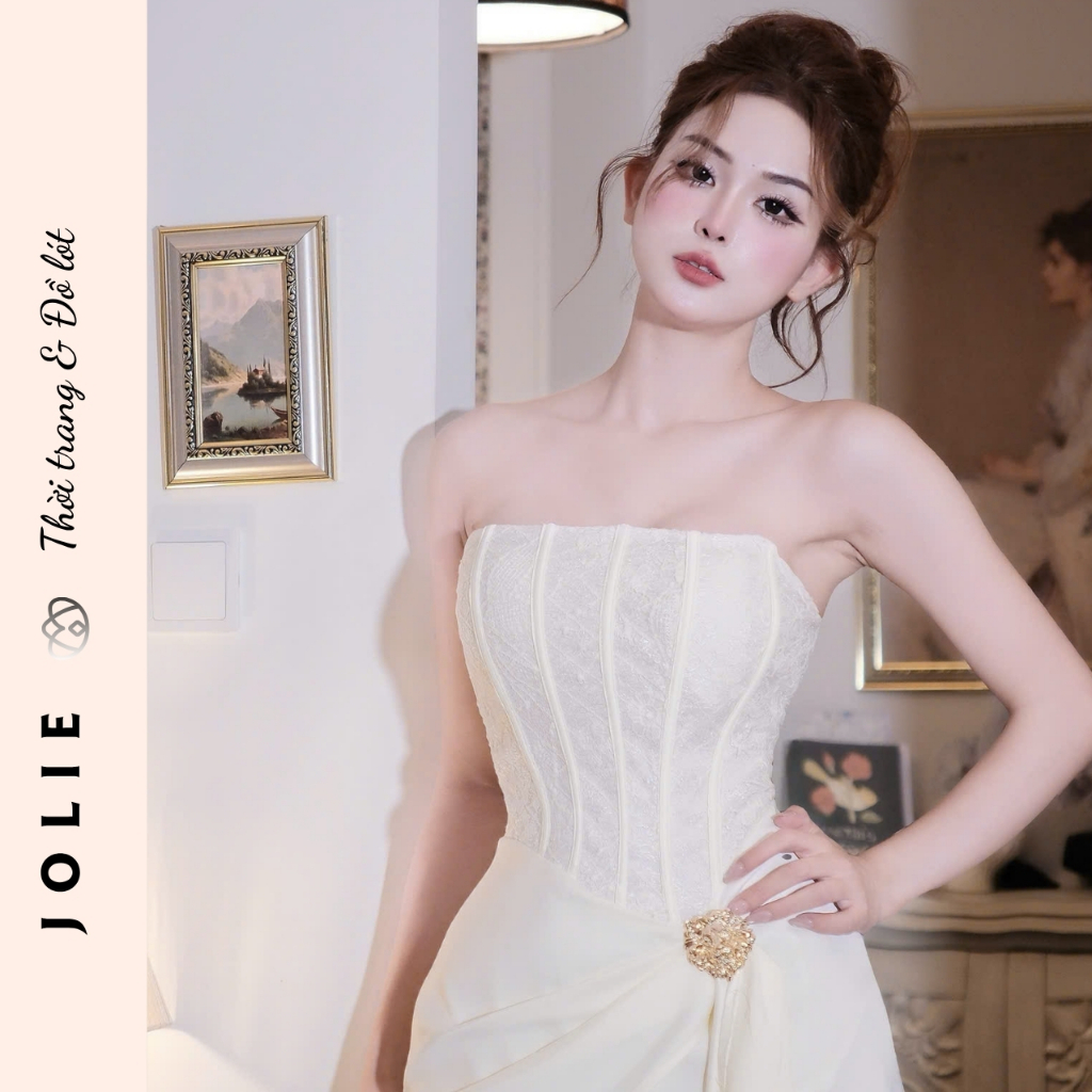 Đầm Cúp Ngực Corset Phối Ren Dáng Ôm Đính Đá Sang Trọng JOLIE
