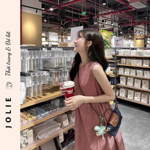 Đầm Sát Nách Họa Tiết Caro Dáng Xòe Trẻ Trung Năng Động JOLIE