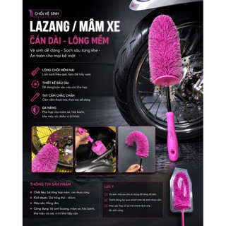 Chổi vệ sinh lazang , mâm xe cán dài lông mềm ICM detailing