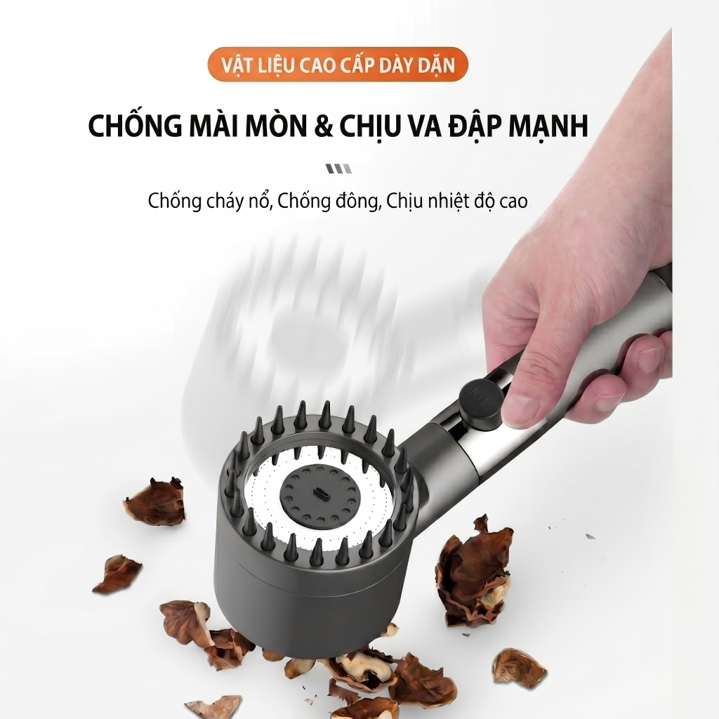 Vòi Sen Tăng Áp có đầu cọ silicon massage 3 chế độ phun nước mạnh mẽ tay sen tắm nhựa ABS