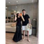 Set đôi đi biển nam nữ cao cấp, Set Váy maxi đuôi cá ôm body tôn dáng mix áo polo nam hoạ tiết lượn sóng sang chảnh