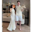 Set đôi đi biển nam nữ cao cấp, Set Váy maxi đuôi cá ôm body tôn dáng mix áo polo nam hoạ tiết lượn sóng sang chảnh