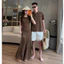 Set đôi đi biển nam nữ cao cấp, Set Váy maxi đuôi cá ôm body tôn dáng mix áo polo nam hoạ tiết lượn sóng sang chảnh