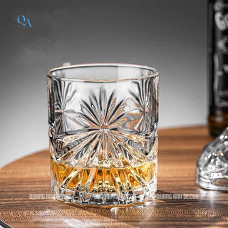 Cốc Thủy Tinh Uống WHISKY, ROCK Dày Họa Tiết TAM HOA Cao Cấp | Cốc DECOR Sang Trọng Chuyên Cocktail