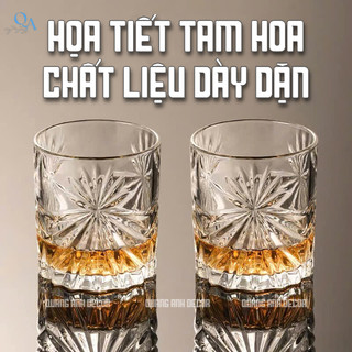 Cốc Thủy Tinh Uống WHISKY, ROCK Dày Họa Tiết TAM HOA Cao Cấp | Cốc DECOR Sang Trọng Chuyên Cocktail