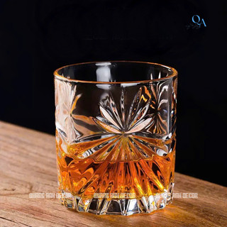 Cốc Thủy Tinh Uống WHISKY, ROCK Dày Họa Tiết TAM HOA Cao Cấp | Cốc DECOR Sang Trọng Chuyên Cocktail