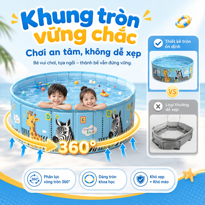 hồ bơi cho bé tại nhà,bể bơi cho bé tại nhà,Có thể gập lại,Chất liệu PVC,Nhiều kích cỡ,bể bóng