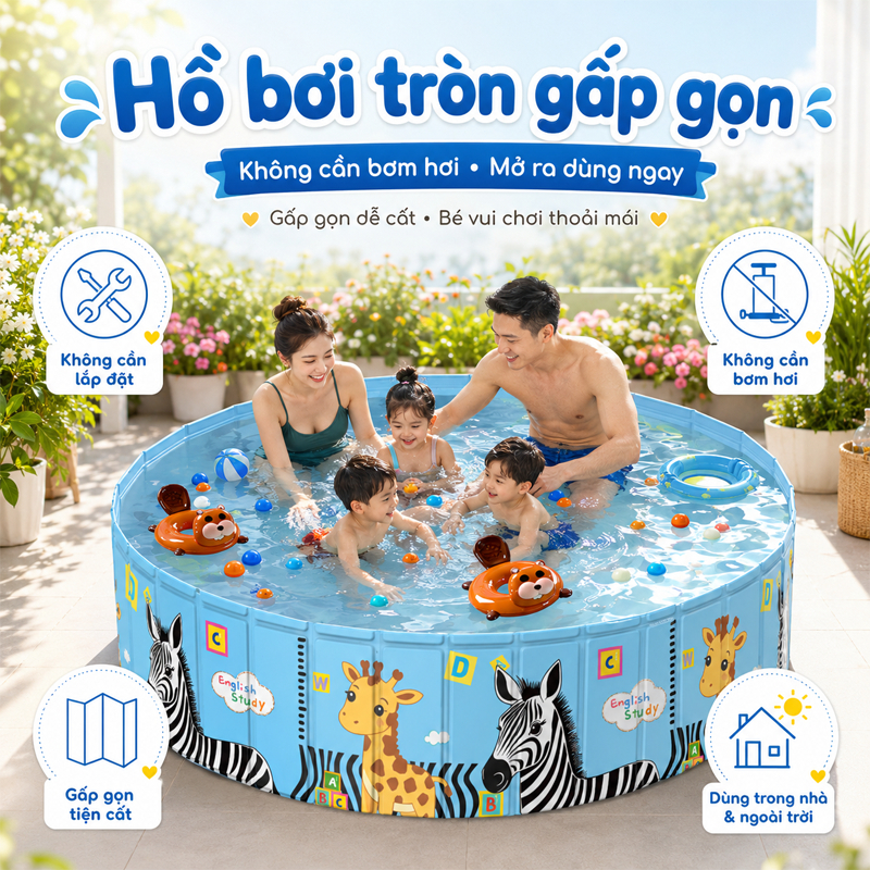 hồ bơi cho bé tại nhà,bể bơi cho bé tại nhà,Có thể gập lại,Chất liệu PVC,Nhiều kích cỡ,bể bóng