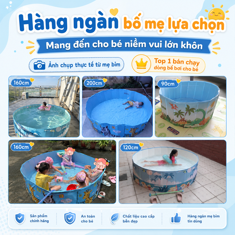 hồ bơi cho bé tại nhà,bể bơi cho bé tại nhà,Có thể gập lại,Chất liệu PVC,Nhiều kích cỡ,bể bóng