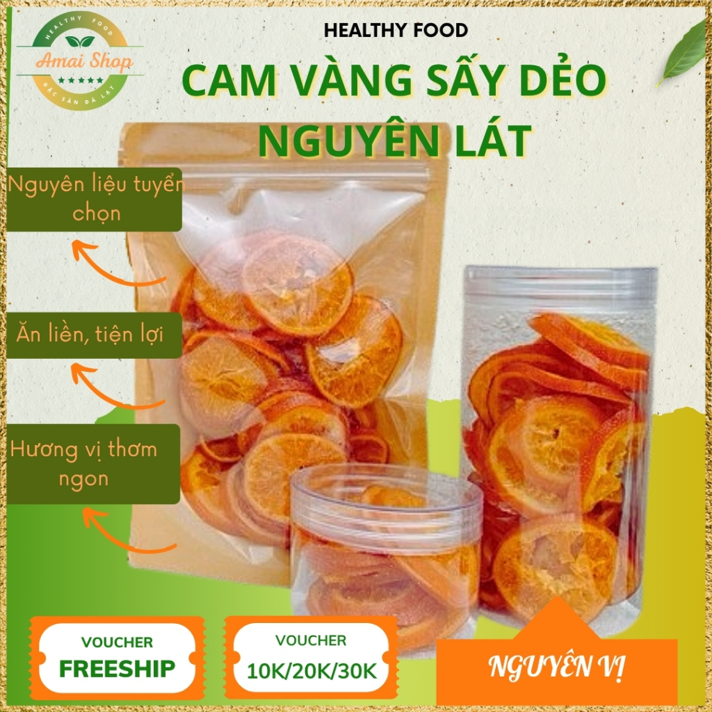 Cam Vàng Sấy Dẻo Nguyên Chất 100% - Vị Chua Ngọt Tự Nhiên - Không Chất Bảo Quản - Ăn Kiêng Giảm Cân