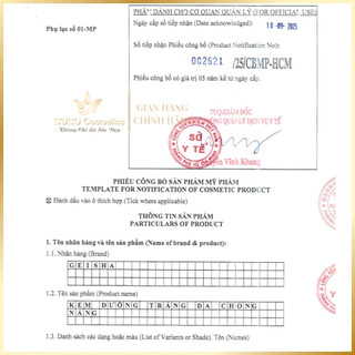 Kem Dưỡng trắng da, Chống nắng Geisha 15 gram
