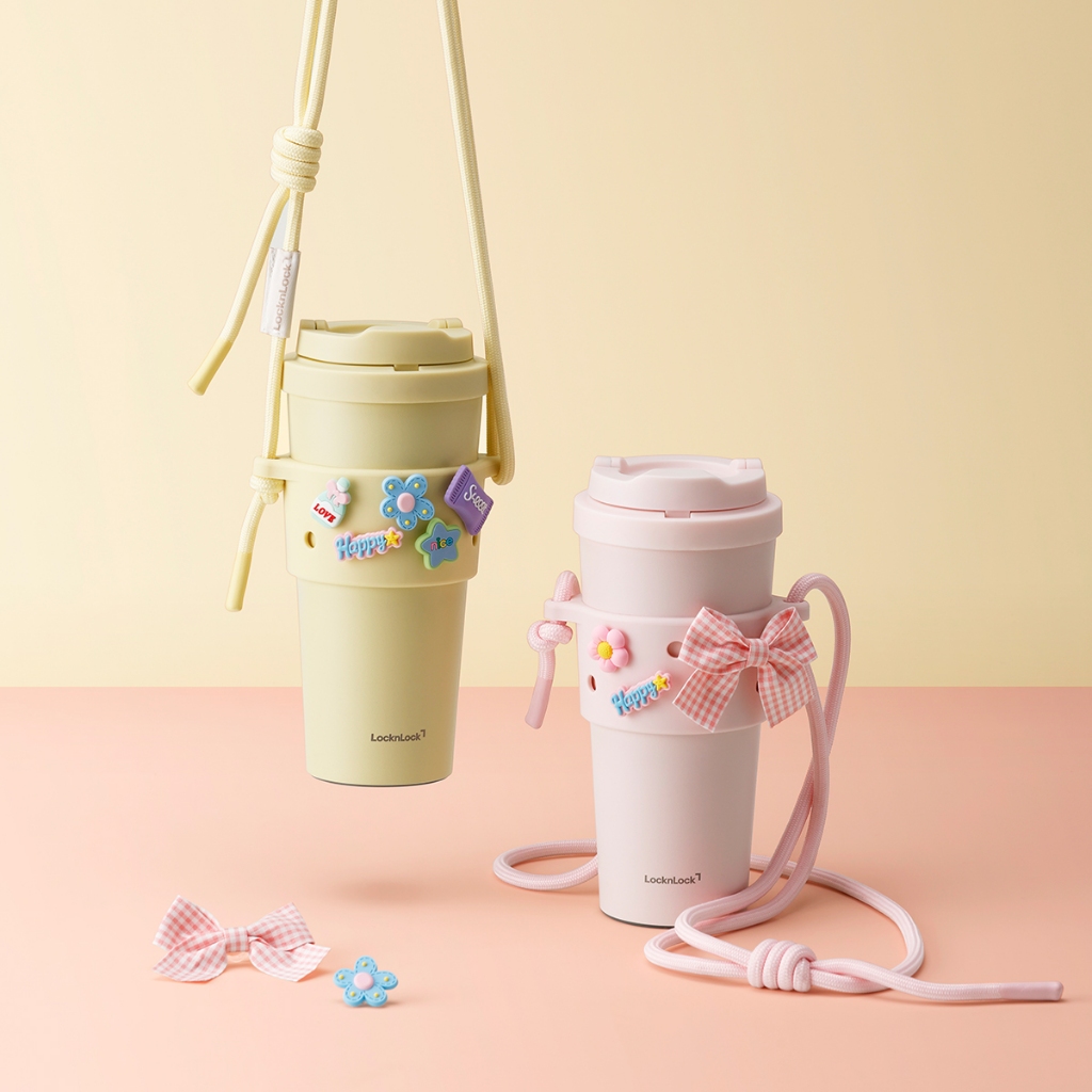 Quai Đeo Ly Giữ Nhiệt LocknLock Siliconesleeve Set TLL076 Màu Pastel, Chống Nước - K-MALL