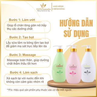 Sữa tắm dịu nhẹ, lành tính, Giúp làm sạch da an toàn Geisha 650ml
