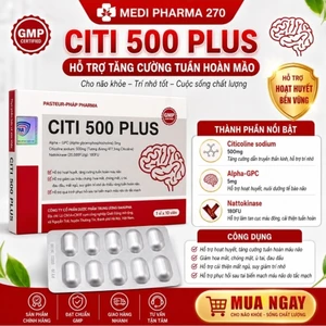 Viên uống hoạt huyết bổ não [hộp 10 viên] hỗ trợ mất ngủ - Hoa mắt ù tai - đau đầu CITI 500 Plus