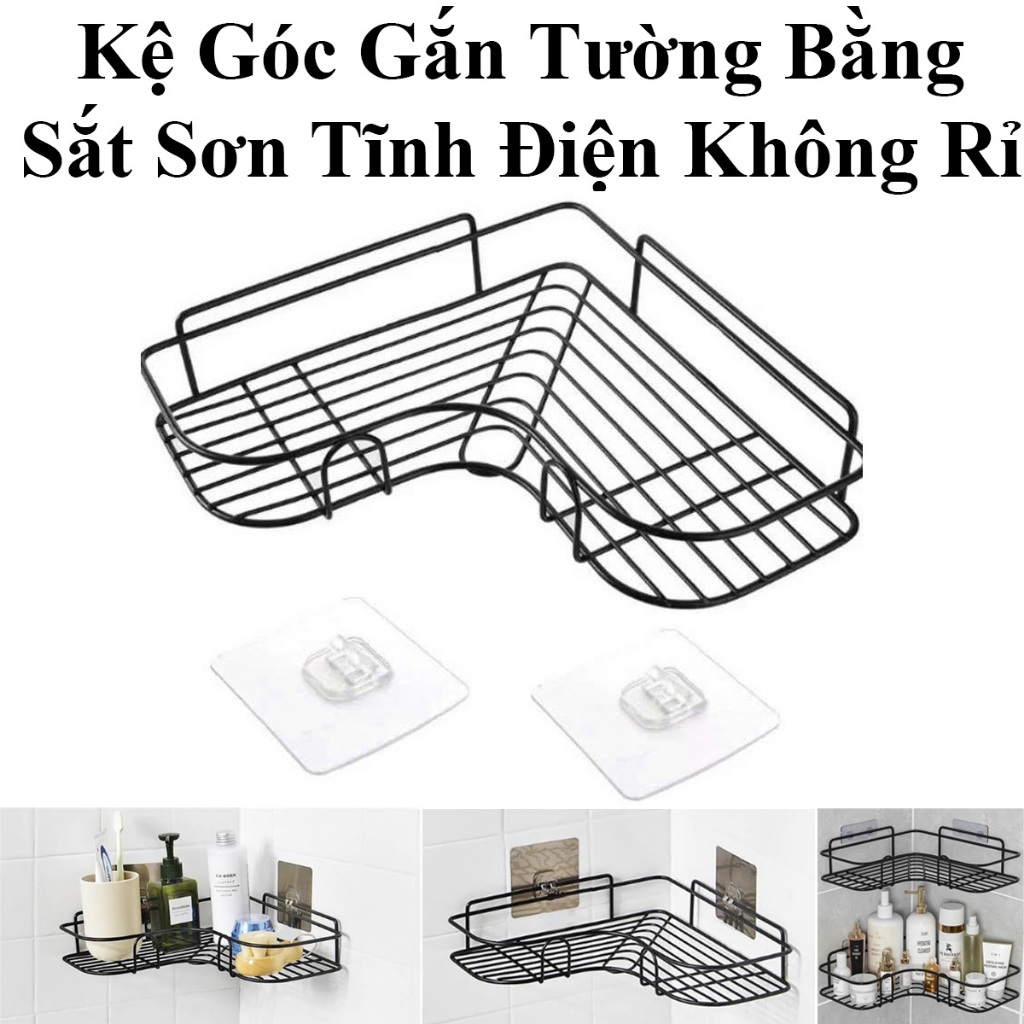 Kệ Góc Gắn Tường Bằng Sắt Sơn Tĩnh Điện Không Rỉ Siêu Tiện