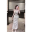 Đầm lụa phối ren e mới về , đá eo và kèm tag cài đen trắng sm