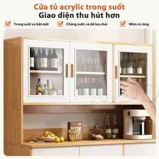 Tủ Bếp Tủ Chén NIDO 80/100/120cm Cửa Acrylic Trong Suốt Nhiều Ngăn Phong Cách Hiện Đại