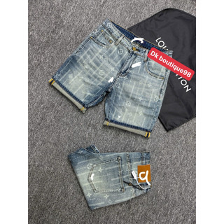 Quần Short Jean Nam Wash Bụi Họa Tiết Monogram Cá Tính cực đẹp – Form Slimfit Co Giãn, Chất Denim  quảng châu