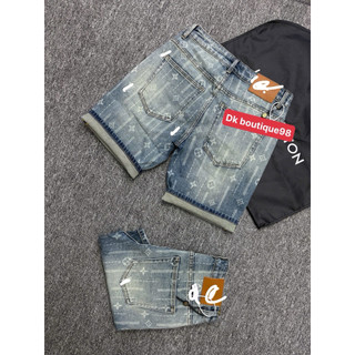 Quần Short Jean Nam Wash Bụi Họa Tiết Monogram Cá Tính cực đẹp – Form Slimfit Co Giãn, Chất Denim  quảng châu