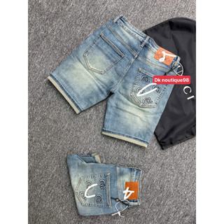 Quần Short Jean Nam Wash Bụi Họa Tiết Monogram Cá Tính – Form Slimfit Co Giãn, Chất Denim Cao Cấp quảng châu