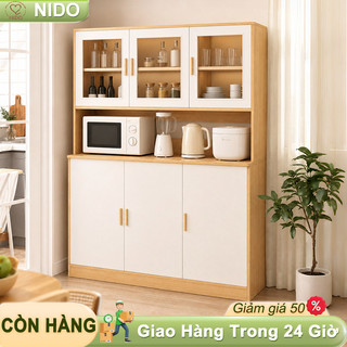 Tủ Bếp Tủ Chén NIDO 80/100/120cm Cửa Acrylic Trong Suốt Nhiều Ngăn Phong Cách Hiện Đại