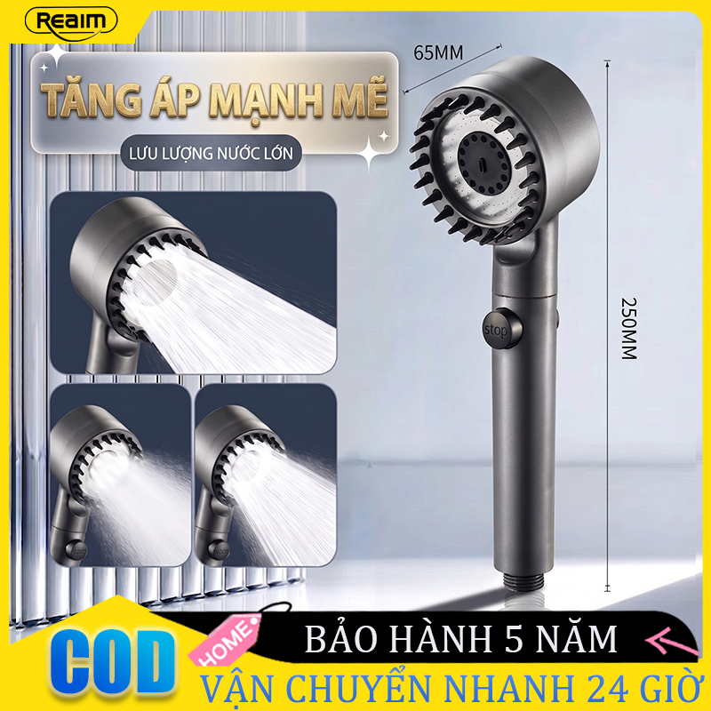 Vòi Sen Tăng Áp có đầu cọ silicon massage 3 chế độ phun nước mạnh mẽ tay sen tắm nhựa ABS