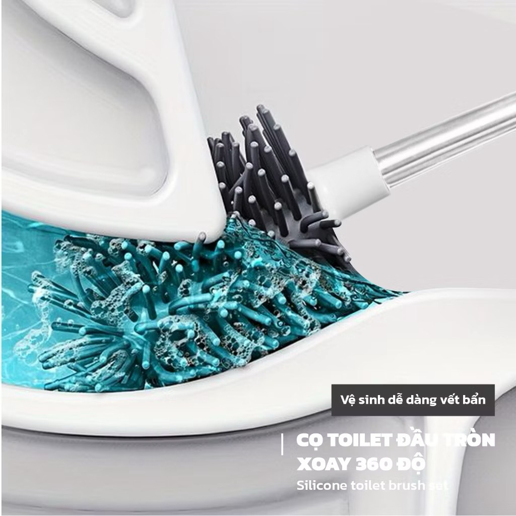 Cọ toilet đầu tròn silicone chống trầy bồn cầu Vinasu