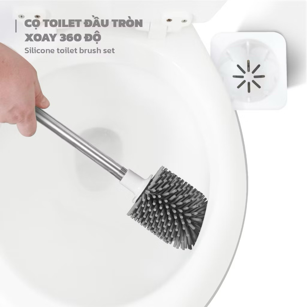 Cọ toilet đầu tròn silicone chống trầy bồn cầu Vinasu
