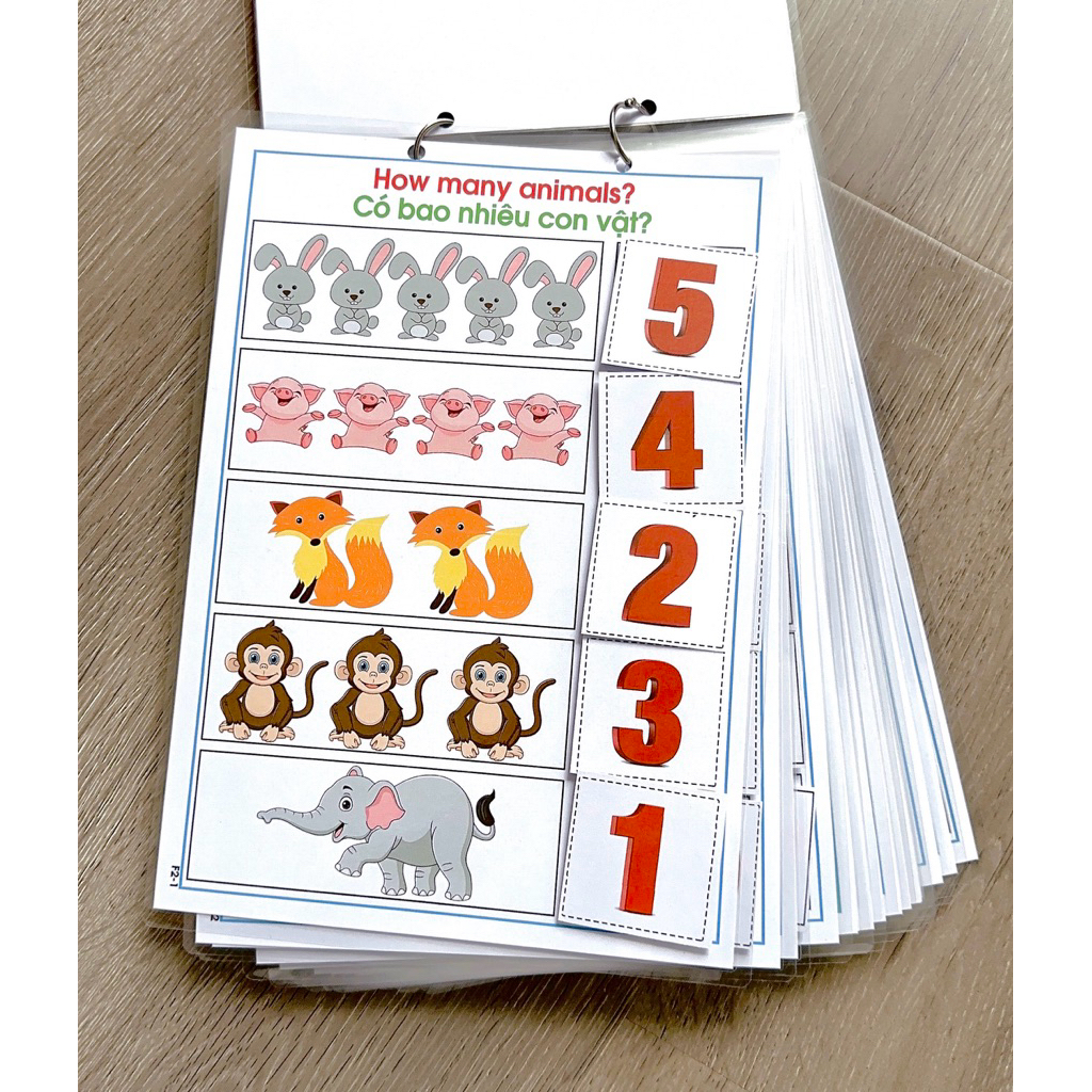 COMBO Toán + Tiếng Việt, Bộ Học Liệu Montessori Bóc Dán, Phát Triển Tư Duy Từ Sớm Cho Bé 1-6 Tuổi