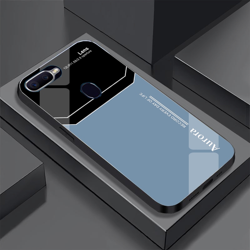 Ốp Lưng OPPO F9, A12, A5S, A7 Mặt Lưng Kính Cường Lực Sáng Bóng