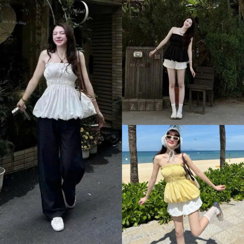 Áo Quây Cup Ngực Dáng Peplum Xoè 4 Màu Siêu Xinh Đi Chơi Đi Biển Joolate