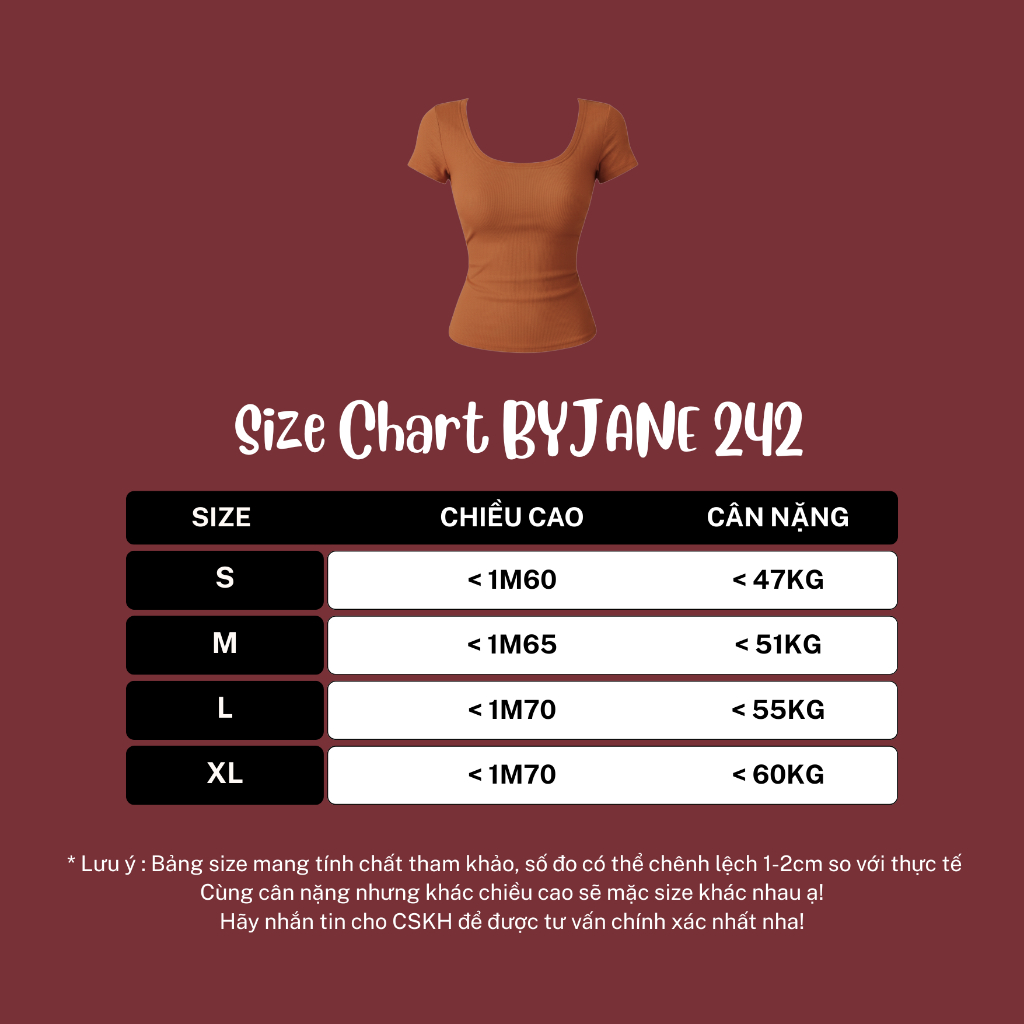Áo Thun Nữ Cổ Vuông Ôm Body Tay Ngắn Cotton Co Giãn 4 Chiều Mềm Mịn Tôn Dáng Basic BYJANE – 242