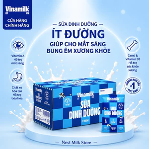 Sữa Dinh Dưỡng Vinamilk Ít Đường 220ml - Thùng 48 Bịch