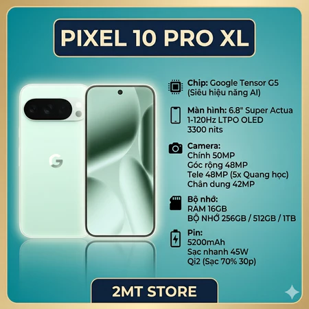 Điện Thoại Google Pixel 10 Pro XL Quốc Tế Like New Ram 16G Tần Số Quét 120hz Bộ Nhớ 256G 512G