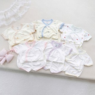 Bộ sơ sinh cộc tay khuy chéo phối tay cộc hè chất liệu thun cotton co giãn thoáng mát mềm mịn cao cấp cho bé 3-9kg